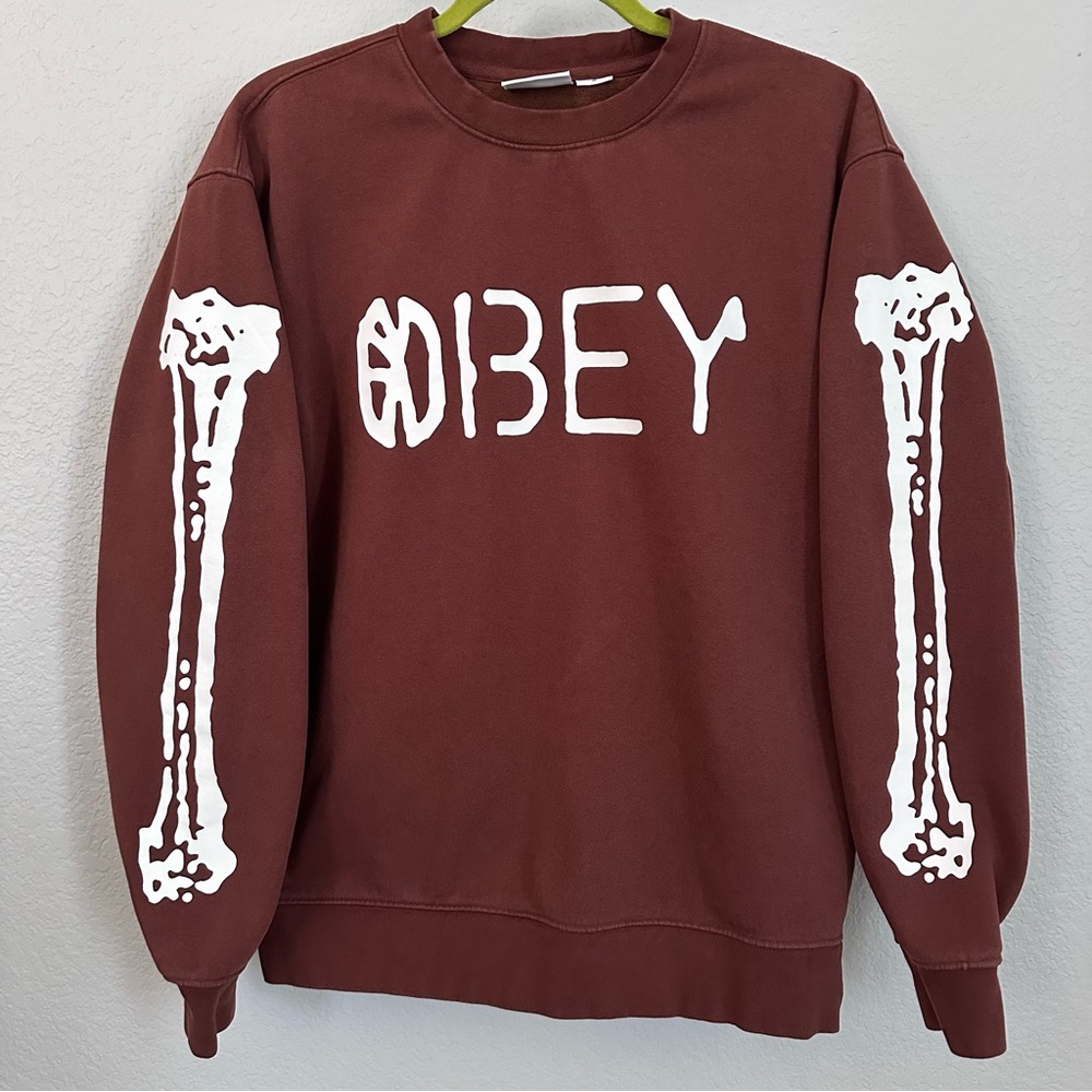 OBEY | Brown Crewneck Skeleton Sweatshirt